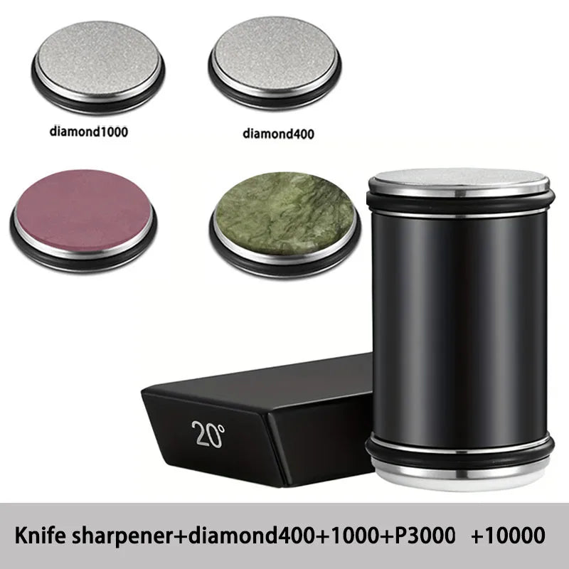 Rolling Knife Sharpener Magnetic Knife Holder Diamond Sharpening Stone Kit with 15 and 20 Degrees Angle Roller Kitchen Accessory