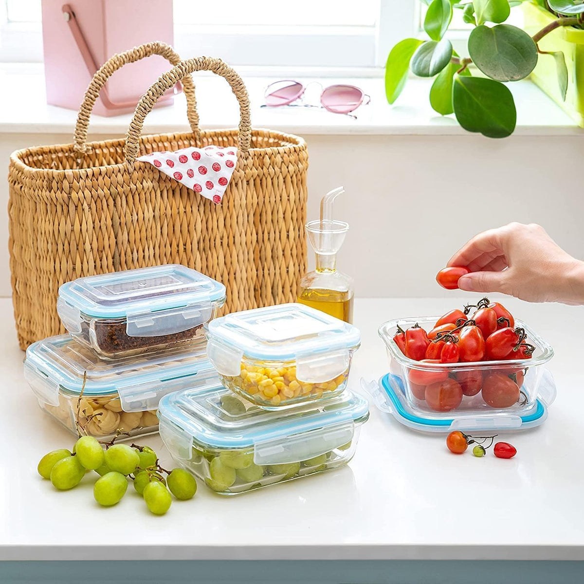 Glass Food Storage Containers with Lids, 10-Piece Meal Prep