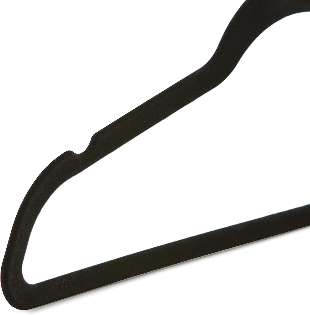 Slim Velvet Non-Slip Space Saving Suit Clothes Hangers, Closet Organizer, Black/Rose Gold, 100-Pack