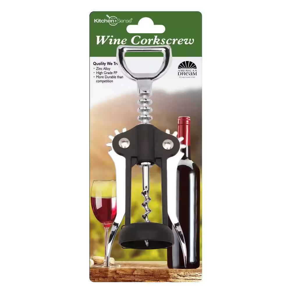 Kitchen Sense Wing Corkscrew Black Wine Opener