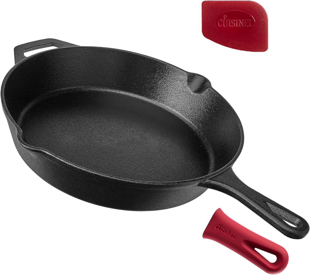 12-Inch Large Cast Iron Skillet, Pre-Seasoned Frying Pan
