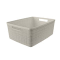 Jute Medium Beige Plastic Storage Basket, 14 in X 10.7 in X 5.7 In
