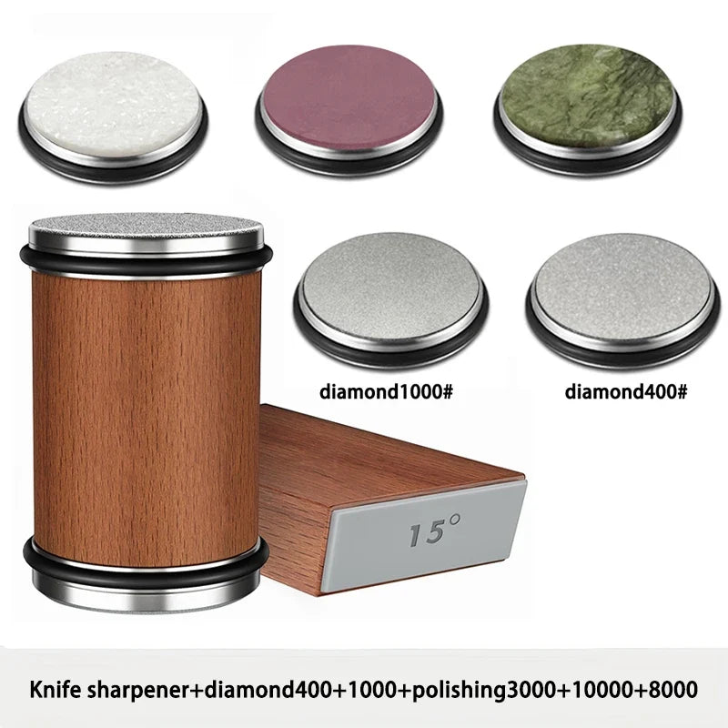 Rolling Knife Sharpener Magnetic Knife Holder Diamond Sharpening Stone Kit with 15 and 20 Degrees Angle Roller Kitchen Accessory