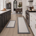 Kitchen Rugs and Mats Set 20"X32" and 20"X71" Non-Slip Washable Kitchen Floor Mats, Farmhouse Runner and Small Rug for Kitchen Hallway Laundry Room Decor in Gray Brown