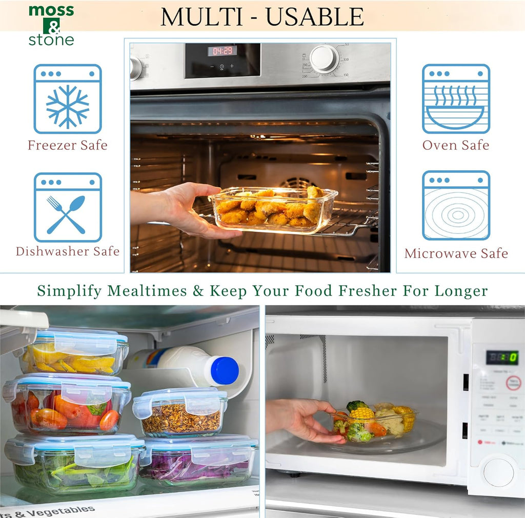 Glass Food Storage Containers with Lids, 10-Piece Meal Prep