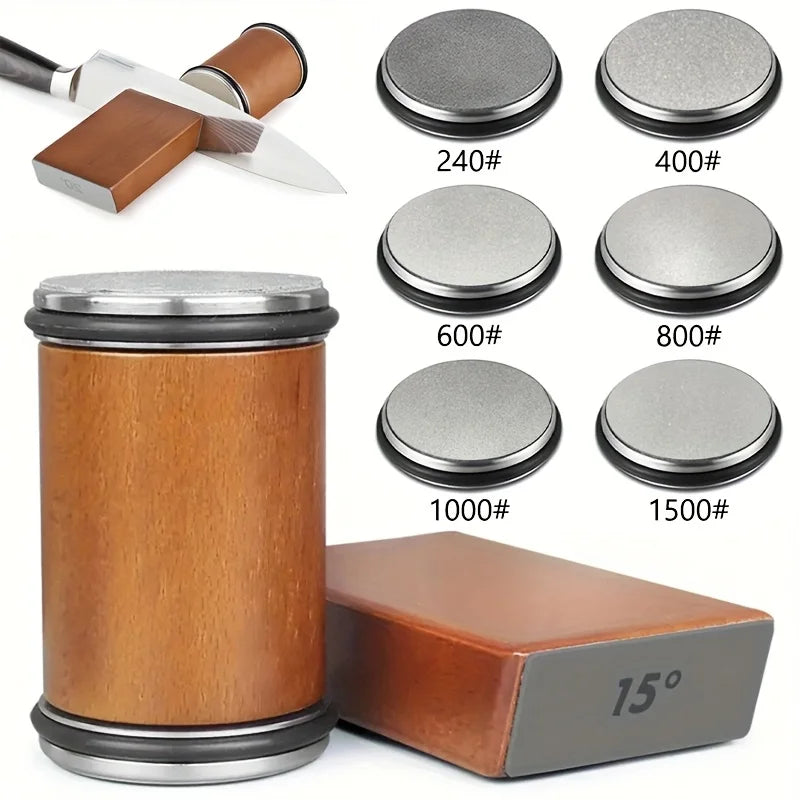 Rolling Knife Sharpener Magnetic Knife Holder Diamond Sharpening Stone Kit with 15 and 20 Degrees Angle Roller Kitchen Accessory