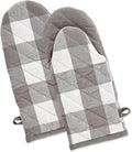Gray & White Buffalo Check Oven Mitts, Set of 2, 100% Cotton, 13X6 Inch