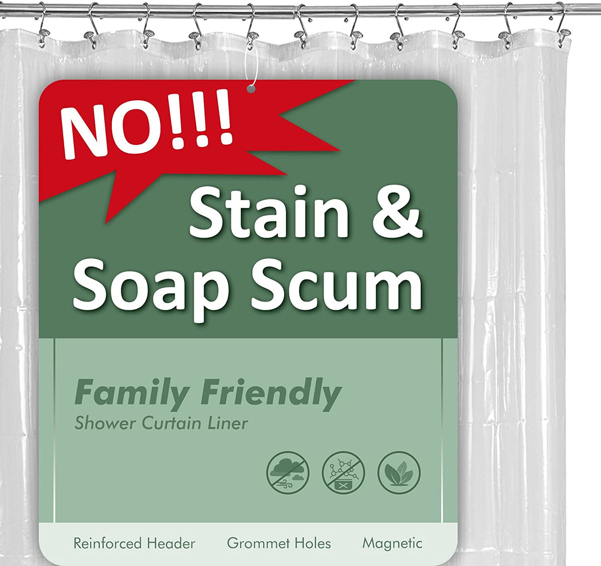 Oeko-Tex Certified Shower Curtain Liner Standard Size, Clear