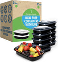 Meal Prep Container Reusable with Lids [25 Set] 24Oz. Ideal-Food Prep Containers, Food Storage Bento Box, Portion Control | Stackable | Microwave | Dishwasher | Freezer Safe