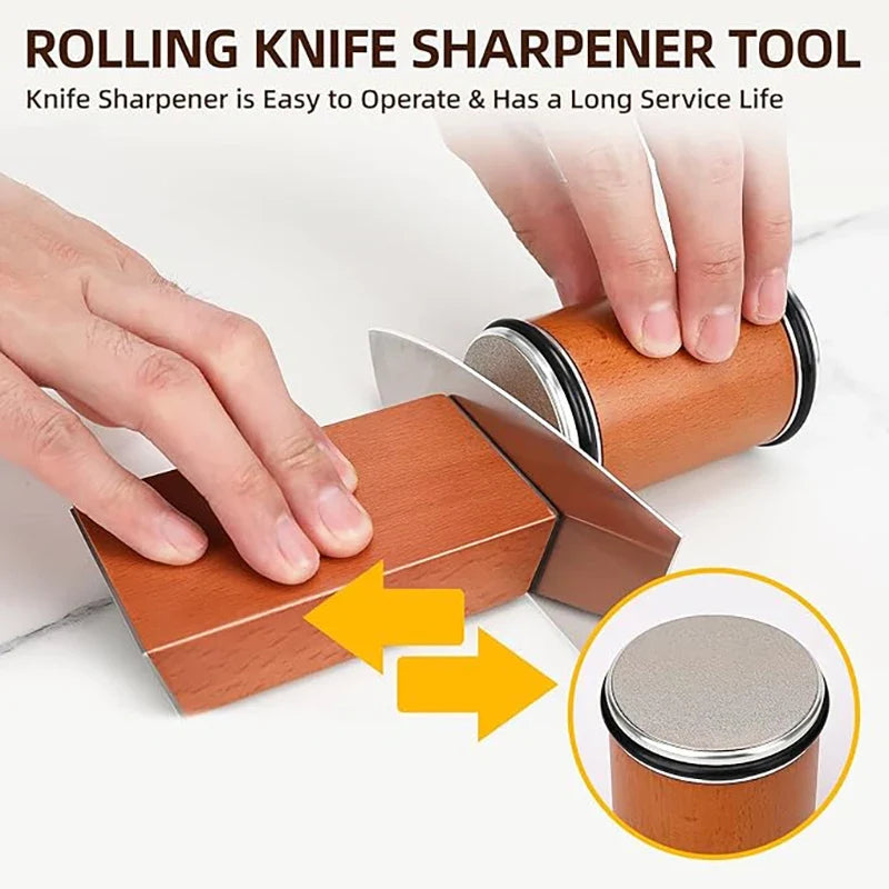 Rolling Knife Sharpener Magnetic Knife Holder Diamond Sharpening Stone Kit with 15 and 20 Degrees Angle Roller Kitchen Accessory