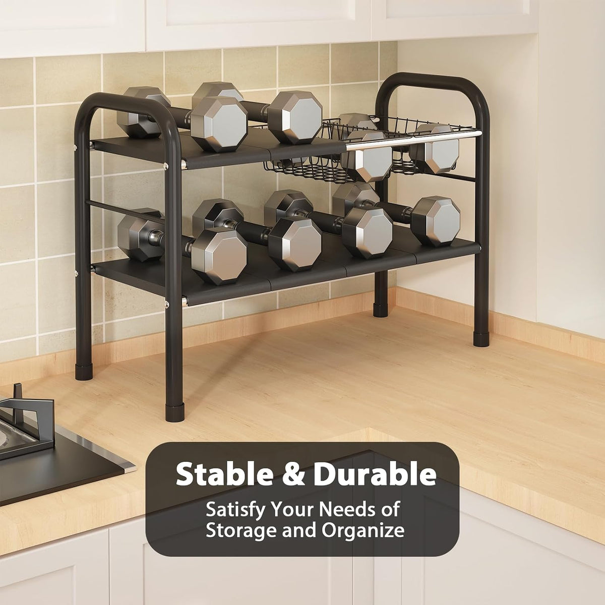 Expandable under Sink Organizer, 2 Tier under Sink Shelf