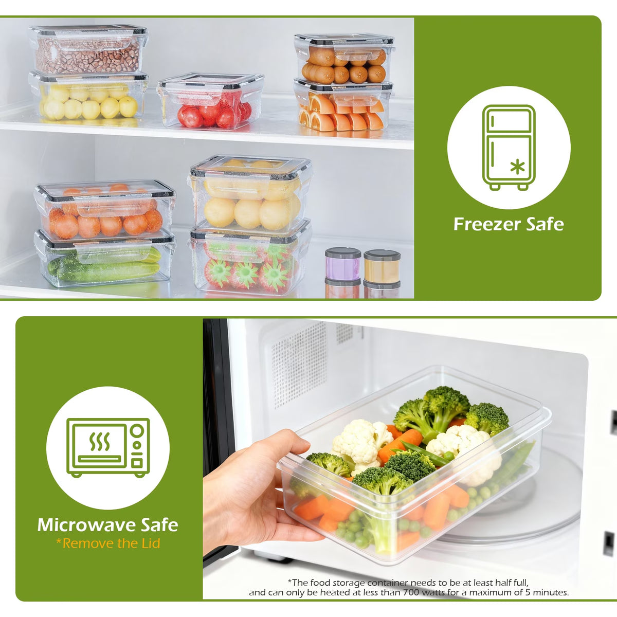 Food Storage Containers with Lids, 52 Piece Leak Proof Clear Plastic Food Container for Food, Bpa-Free, Food Meal Storage Set, Meal Prep Container Stackable Containers, Pp+Silicone