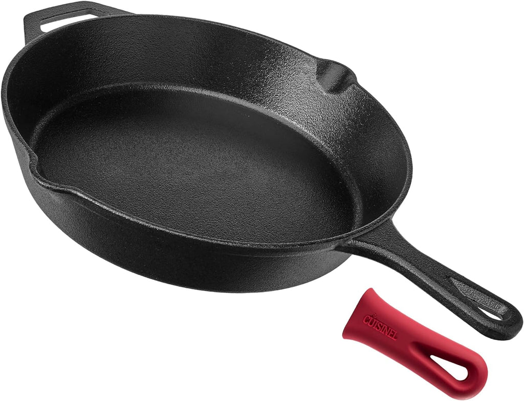 12-Inch Large Cast Iron Skillet, Pre-Seasoned Frying Pan