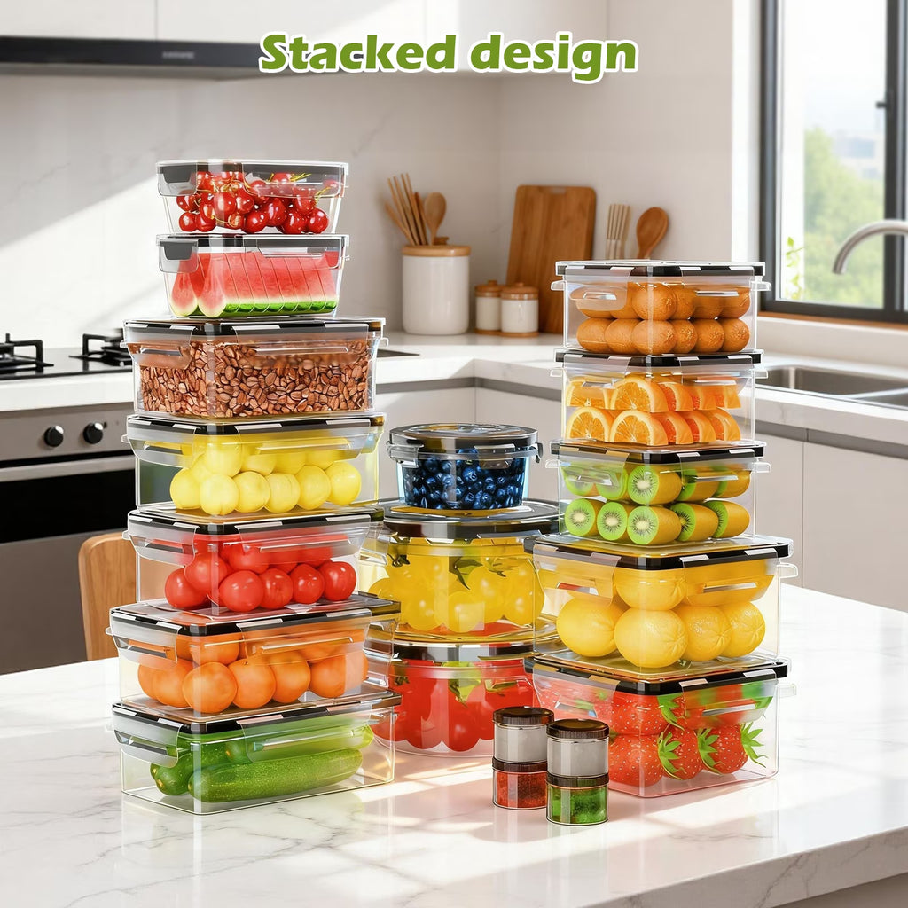 Food Storage Containers with Lids, 52 Piece Leak Proof Clear Plastic Food Container for Food, Bpa-Free, Food Meal Storage Set, Meal Prep Container Stackable Containers, Pp+Silicone