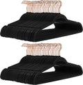 Slim Velvet Non-Slip Space Saving Suit Clothes Hangers, Closet Organizer, Black/Rose Gold, 100-Pack