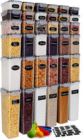 Airtight Food Storage Containers with Lids, 36 Pieces Bpa-Free Plastic Kitchen and Pantry Organization Containers for Cereal, Flour and Sugar