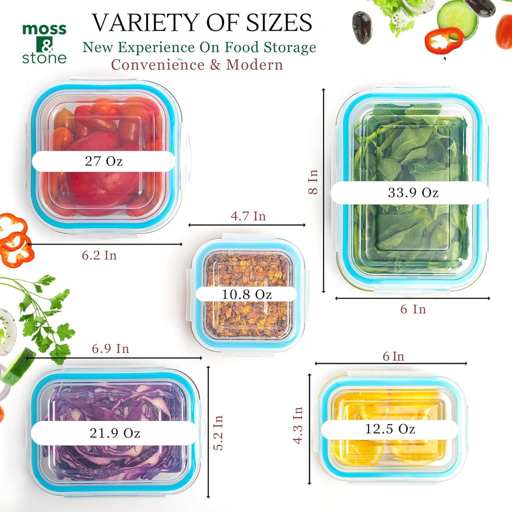 Glass Food Storage Containers with Lids, 10-Piece Meal Prep