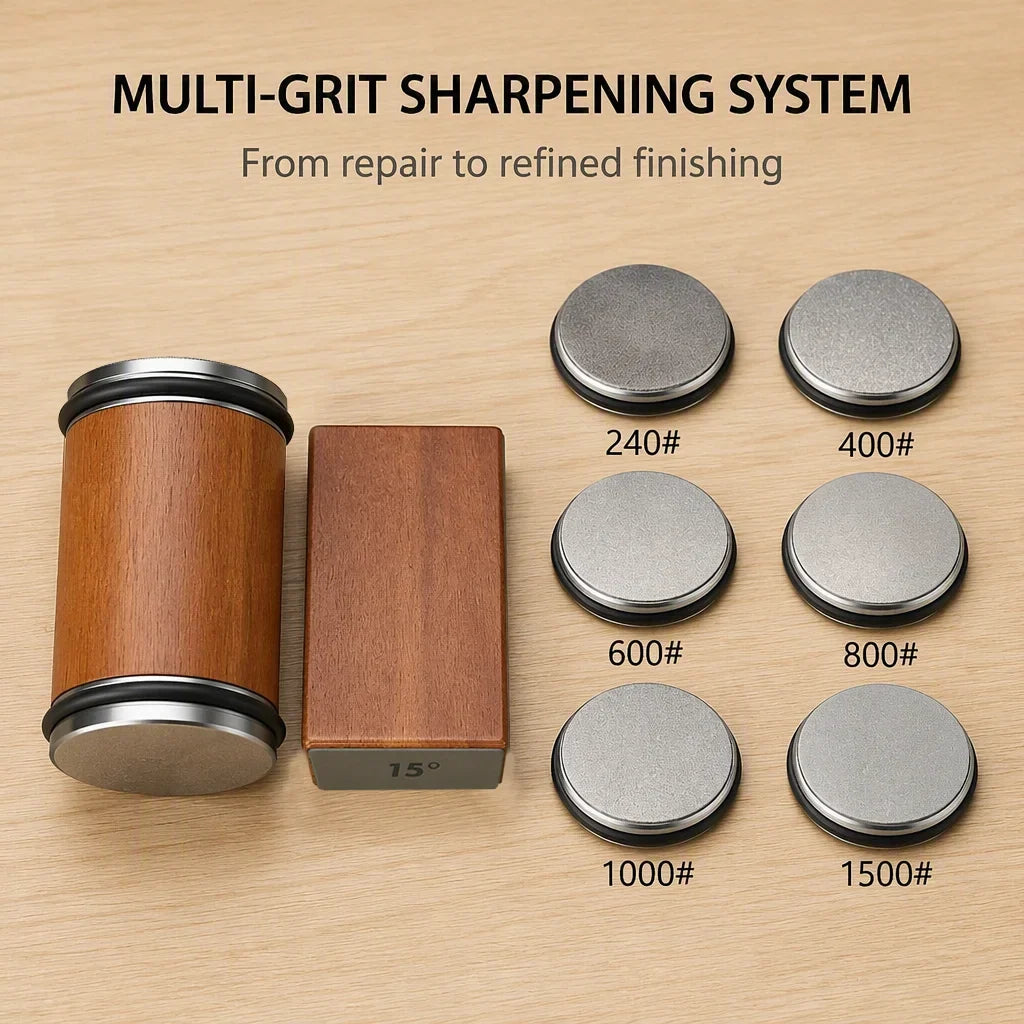 Rolling Knife Sharpener Magnetic Knife Holder Diamond Sharpening Stone Kit with 15 and 20 Degrees Angle Roller Kitchen Accessory