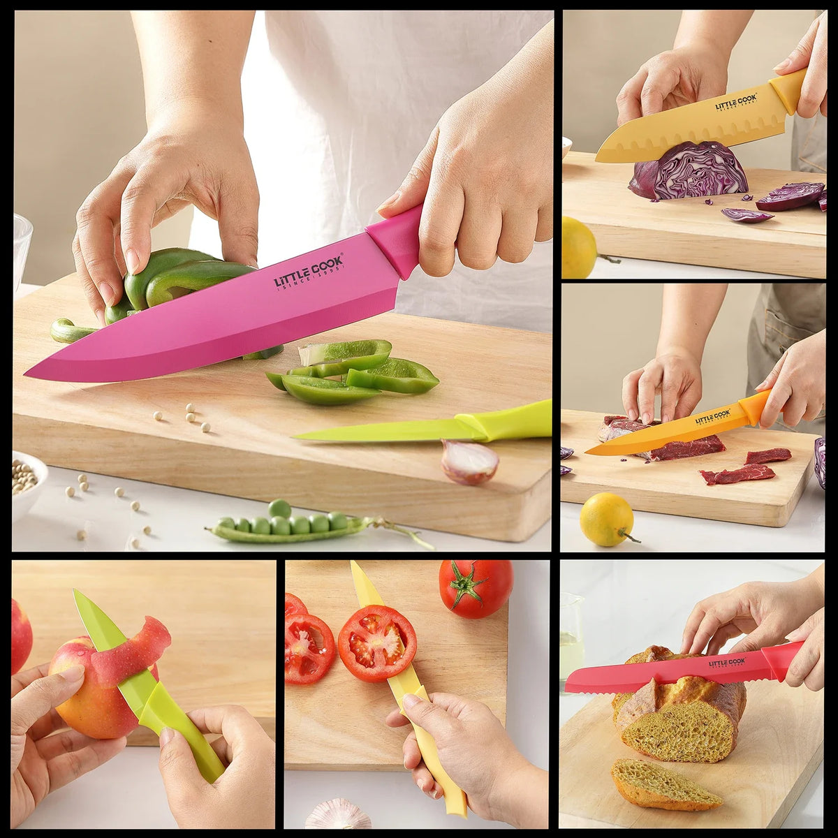 6PCS Stainless Steel Kitchen Chef Knife Set with Protective Cover for Home and Kitchen