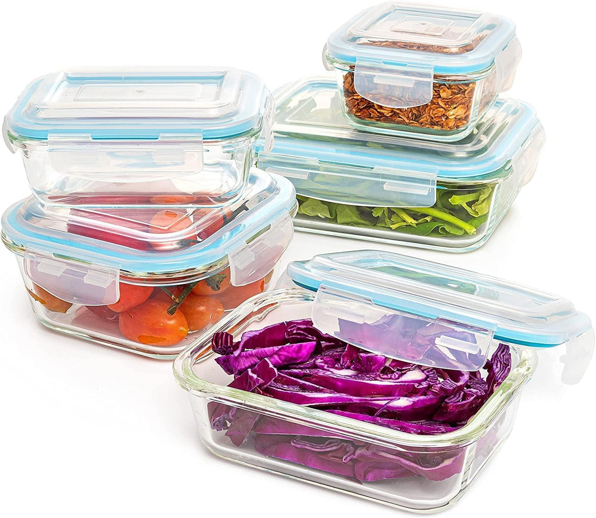 Glass Food Storage Containers with Lids, 10-Piece Meal Prep