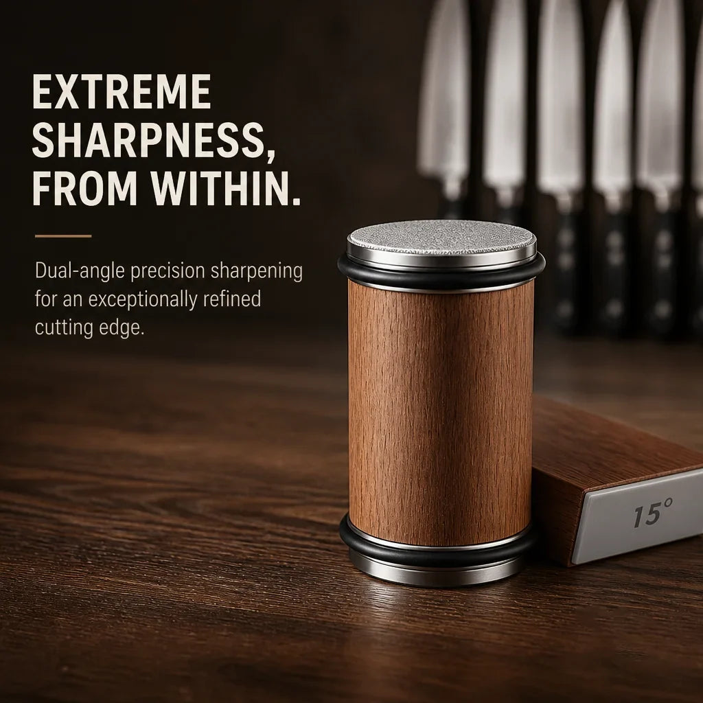 Rolling Knife Sharpener Magnetic Knife Holder Diamond Sharpening Stone Kit with 15 and 20 Degrees Angle Roller Kitchen Accessory