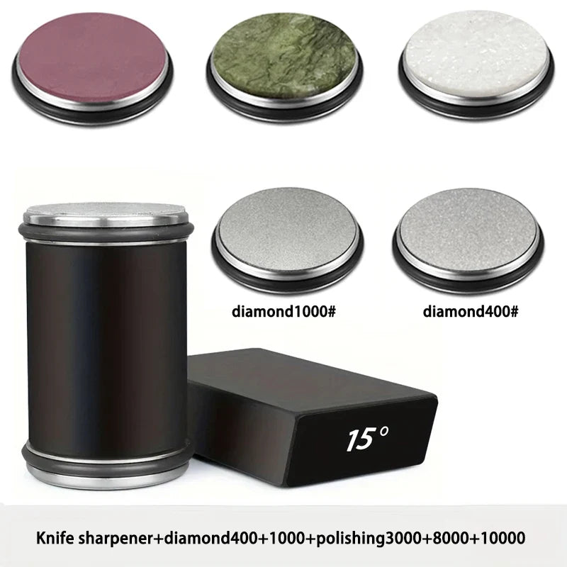 Rolling Knife Sharpener Magnetic Knife Holder Diamond Sharpening Stone Kit with 15 and 20 Degrees Angle Roller Kitchen Accessory
